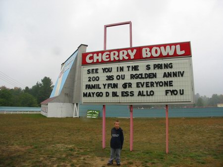 Cherry Bowl Drive-In Theatre - MARQUEE - PHOTO FROM WATER WINTER WONDERLAND